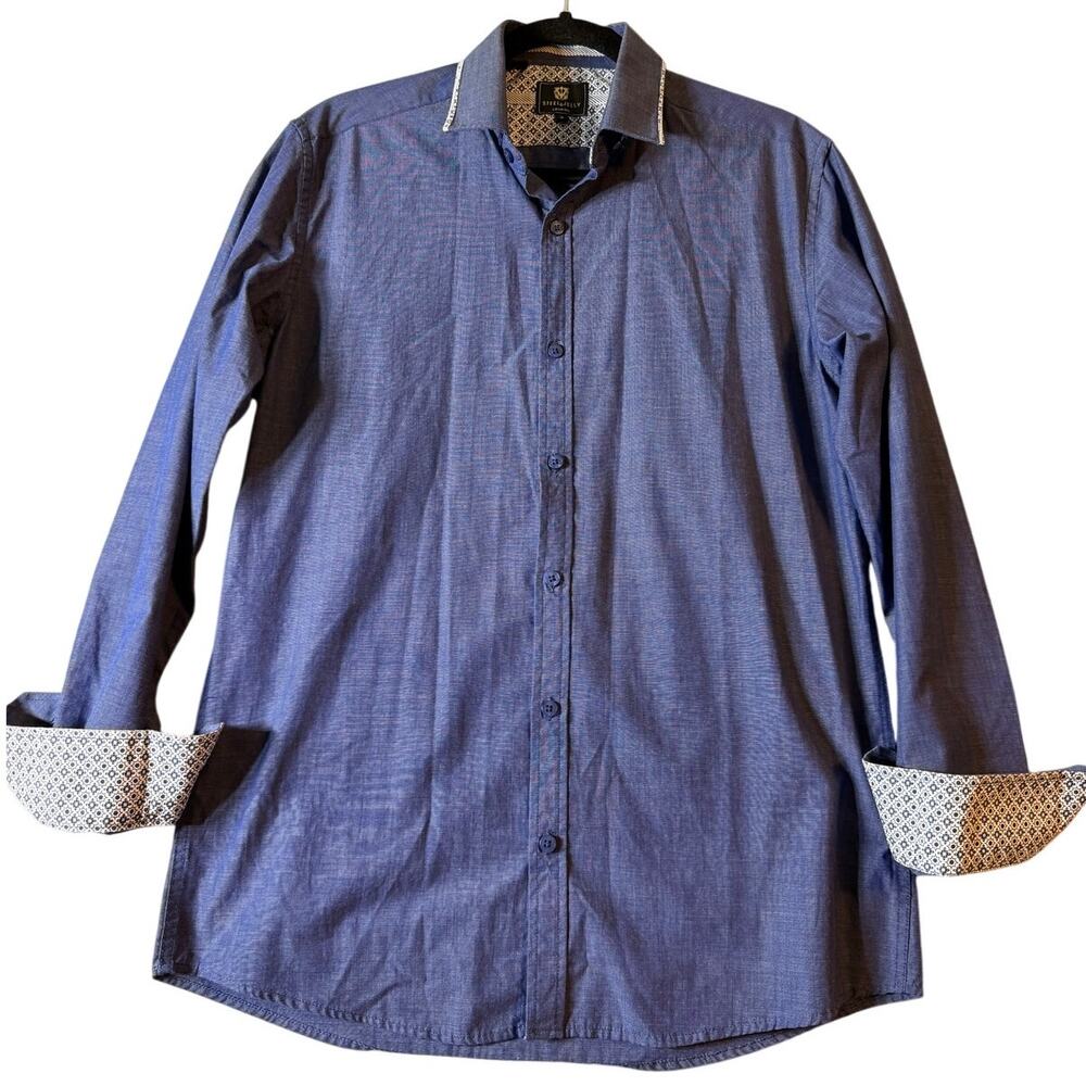 Steel & Jelly LS Button Down, Navy/White, Flip Cuffs, Men's Med